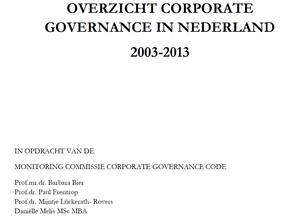 Plaatje bij Overzicht Corporate Governance in Nederland 2003-2013